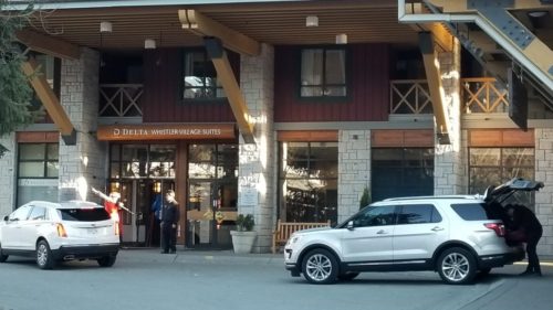 The front entrance of The Delta Whistler Suites