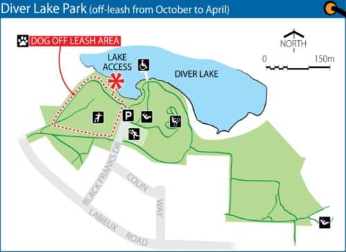 Park map - diver lake park off-leash dog park - nanaimo - bc