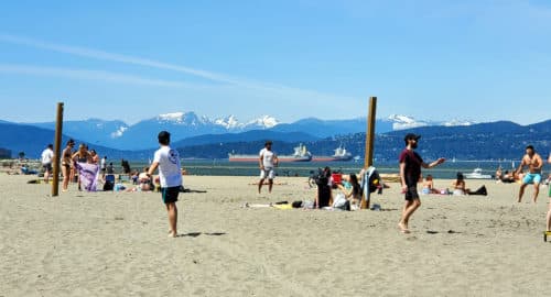 Beach volleyball players at jericho beach park