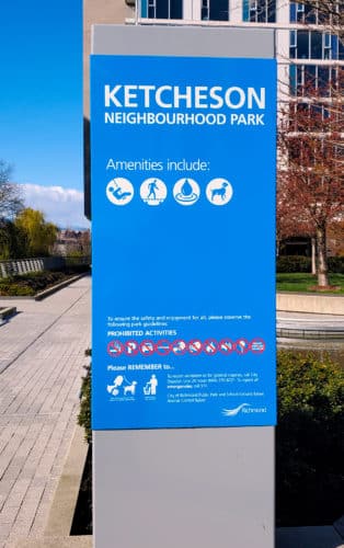The ketcheson neighbourhood park sign