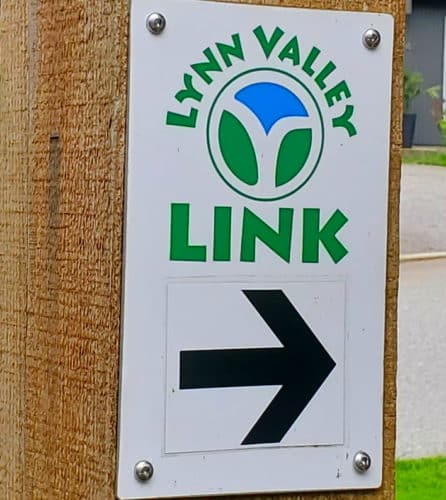 Lynn valley link route sign, north vancouver, bc