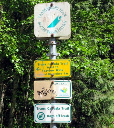 A picture of signage at the whyte lake trailhead