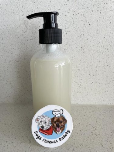 A bottle of dog shampoo