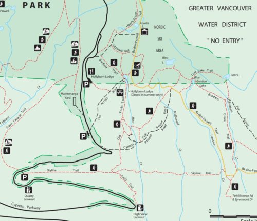 Cypress mountain cabin area - cypress provincial park map screenshot - bc parks