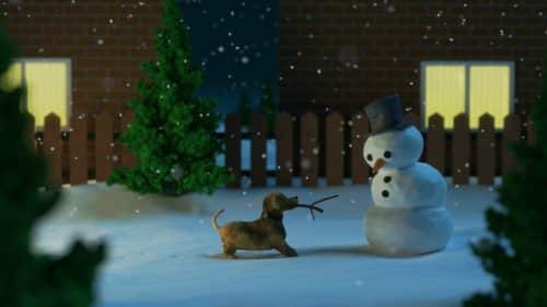 Snowman and dog