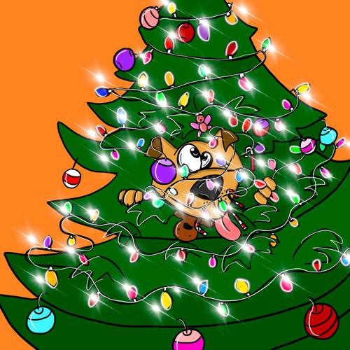Dog in a christmas tree - woof the dog that did doggie things children's book about dogs