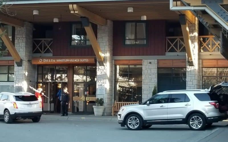The front entrance of The Delta Whistler Suites